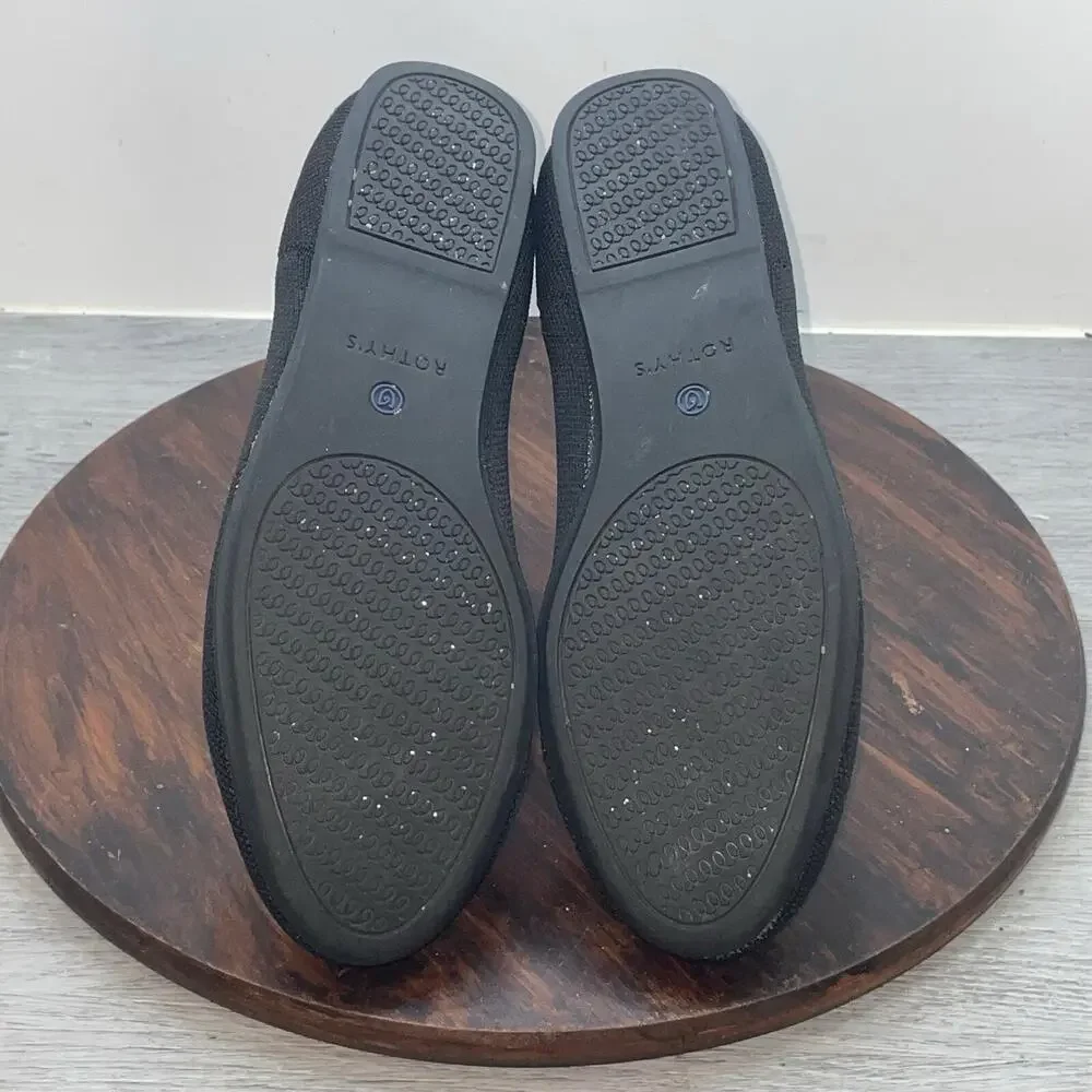Rothy's The FLAT Black Women's Size 9 Round Toe Ballet Flat Shoes Slip On